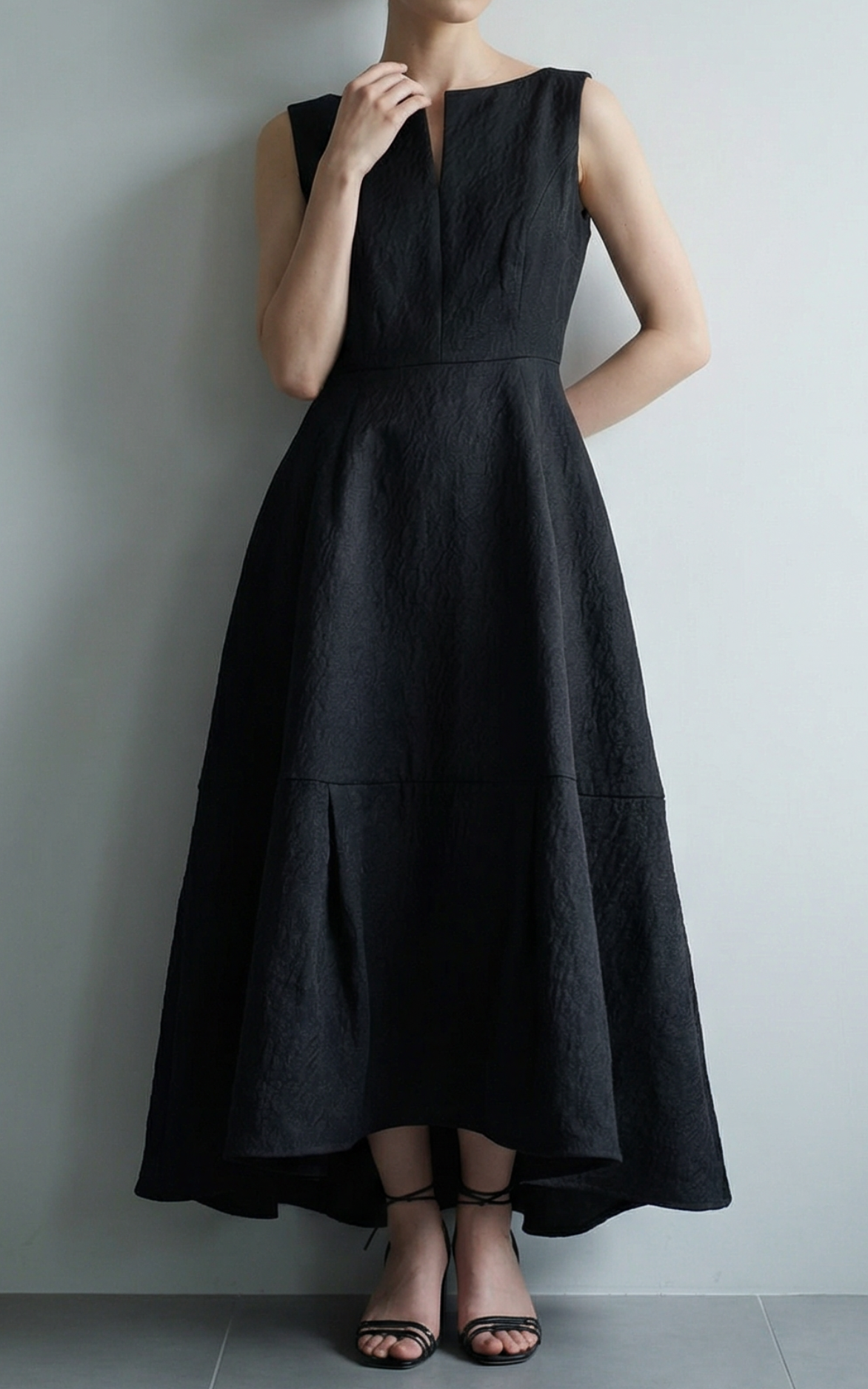 L'AUBE BLANC | Keyneck Jacquard Dress