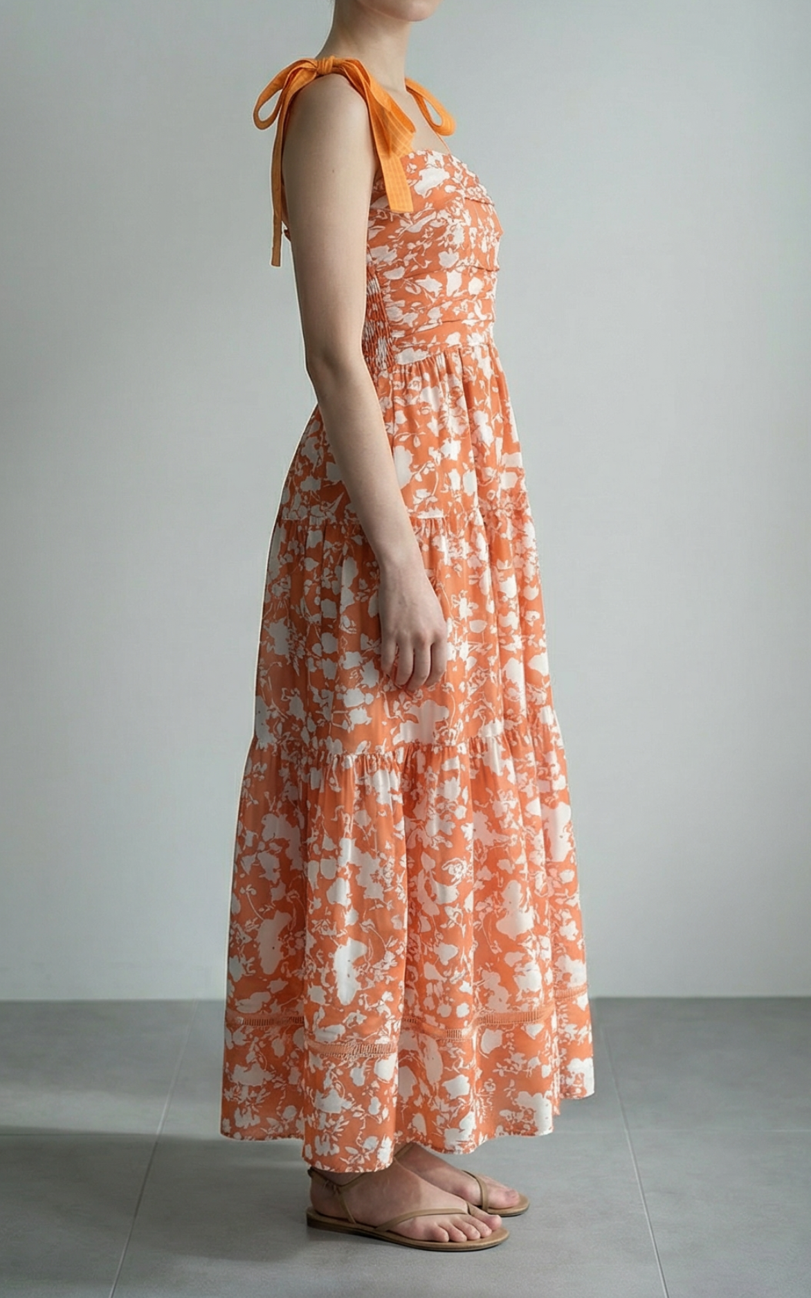 Estella.K | Sandra Floral-print long dress-ORG. pt-