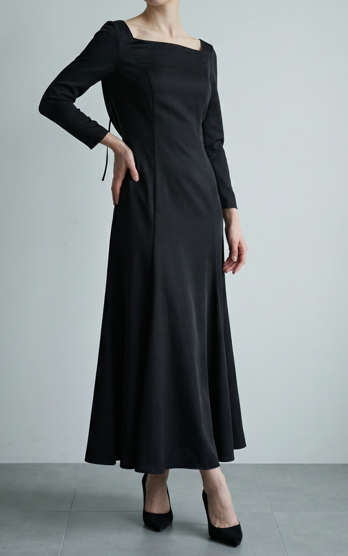 ERADIE | Satin Drape-Back DressBlack-