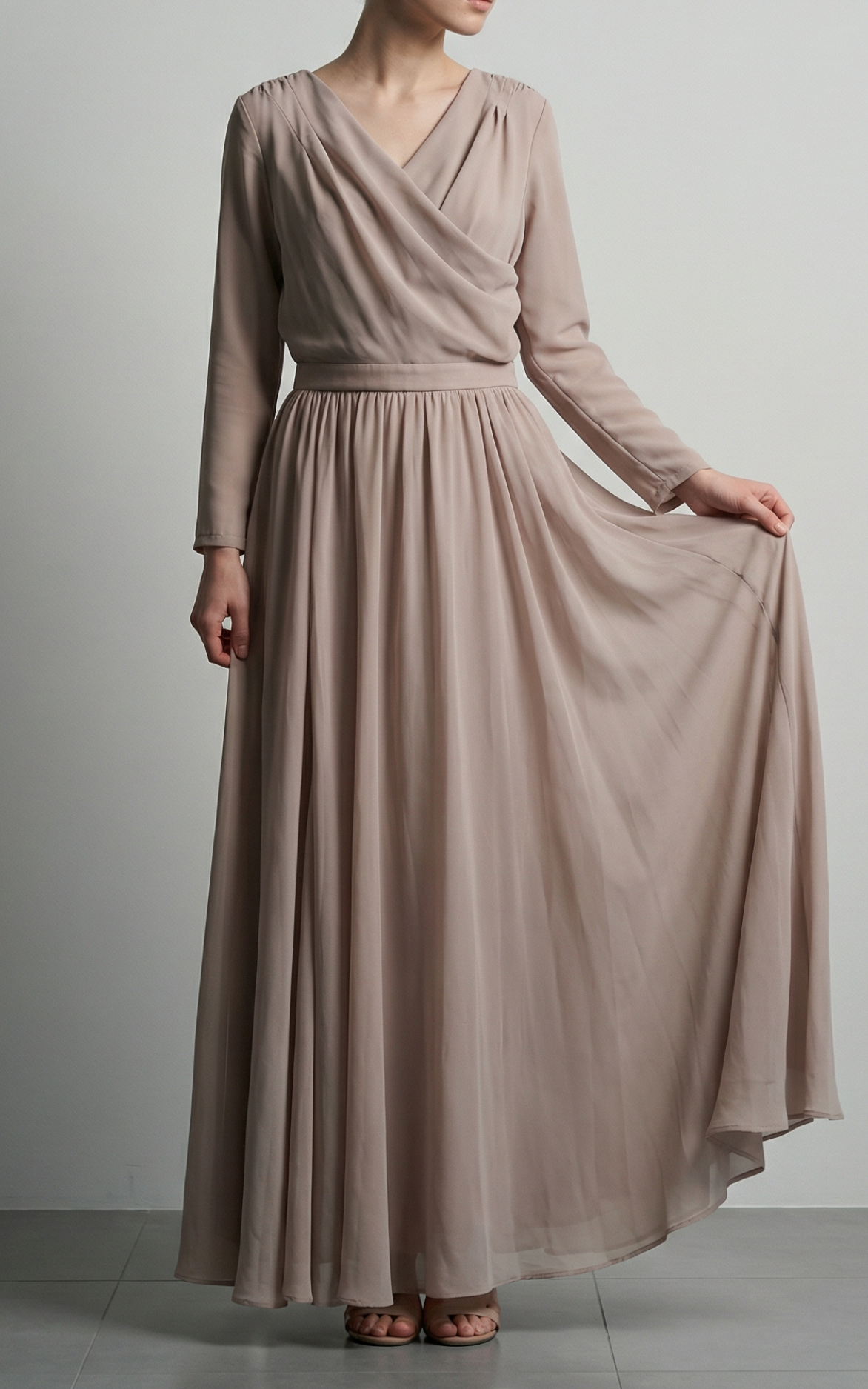 poláura | エアリードレープカシュクールドッキングワンピース